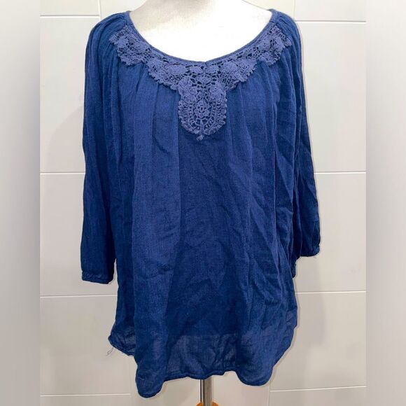 Blue peasant shirt - Picture 1 of 6